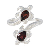 Garnet Toi et Moi Egyptian Sterling Silver Red Gems Minimal Boho Ring Jewellery