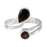 Garnet Toi et Moi Egyptian Sterling Silver Red Gemstone Tiny Feminine Ring Jewellery