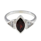 Garnet Trilogy Japanese Silver Red Gemstones Whisper thin Luxurious Ring Jewellery