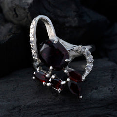 Garnet Penta German Silver Red Gems Tiny Contemporary Ring Jewelry