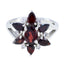 Garnet Hepta African Silver Red Gemstone Featherlight Floral Ring Jewelry