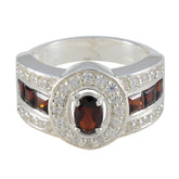 Garnet Halo Russian 925 Silver Red Gemstone Eye catching Trendy Ring Jewellery