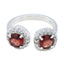 Garnet Toi et Moi Indian 925 Sterling Silver Red Gemstone Tiny Feminine Ring Jewelry