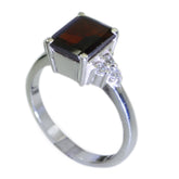 Garnet Halo Indian 92.5 Silver Red Gemstone Slim Abstract Ring Jewellery