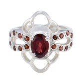 Garnet Halo Indian 92.5 Silver Red Gemstones Mid weight Trendy Ring Jewellery