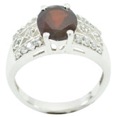 Garnet Halo Egyptian 92.5 Silver Red Gemstone Tiny Modern Ring Jewellery