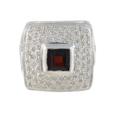 Garnet Halo Moroccan Silver Red Gemstones Versatile Modern Ring Jewellery