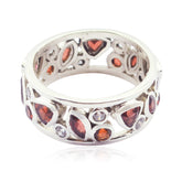 Garnet multiple Egyptian Sterling Silver Red Gems Versatile Eternity Band Jewelry