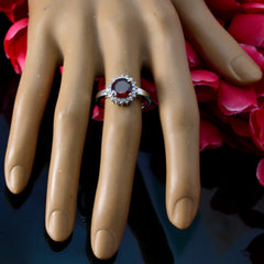 Garnet Halo Russian Silver Red Gemstones Slim Fairytale Ring Jewelry