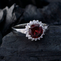 Garnet Halo Russian Silver Red Gemstones Slim Fairytale Ring Jewelry