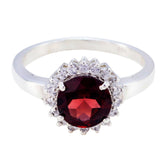 Garnet Halo Russian Silver Red Gemstones Slim Fairytale Ring Jewelry