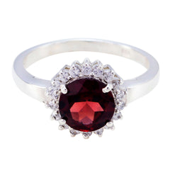 Garnet Halo Russian Silver Red Gemstones Slim Fairytale Ring Jewelry