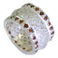 Garnet multiple Italian Sterling Silver Red Gemstone Chunky Eternity Band Jewellery