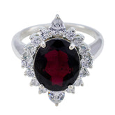 Garnet Halo Indian 92.5 Silver Red Gems Eye catching Contemporary Ring Jewellery