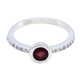 Garnet Halo Korean 925 Sterling Silver Red Gems Dainty Glamorous Ring Jewellery