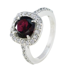 Garnet Halo German 92.5 Silver Red Gems Slim Boho Ring Jewellery