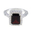 Garnet Halo African 925 Silver Red Gems Minimal Contemporary Ring Jewelry