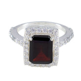 Garnet Halo African 925 Silver Red Gems Minimal Contemporary Ring Jewelry