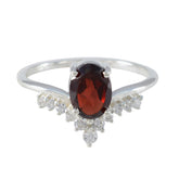 Garnet Halo American 925 Silver Red Gems Delicate Glamorous Ring Jewelry