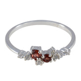 Garnet multiple Korean Sterling Silver Red Gems Elegant Modern Ring Jewellery