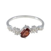 Garnet Halo Korean Silver Red Gemstone Elegant Contemporary Ring Jewellery