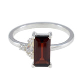 Garnet Halo American 925 Silver Red Gemstone Dainty Feminine Ring Jewelry