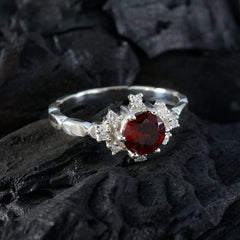 Garnet Halo Turkish Silver Red Gemstone Dainty Luxurious Ring Jewellery