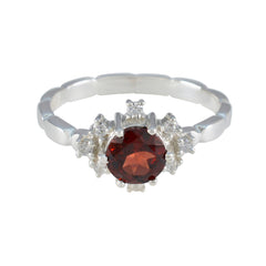 Garnet Halo Turkish Silver Red Gemstone Dainty Luxurious Ring Jewellery
