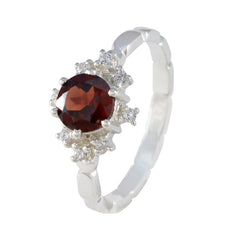 Garnet Halo Turkish Silver Red Gemstone Dainty Luxurious Ring Jewellery