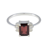Garnet Halo American 925 Sterling Silver Red Gemstone Delicate Abstract Ring Jewelry