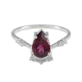 Garnet Halo Japanese 92.5 Silver Red Gemstones Delicate Contemporary Ring Jewellery