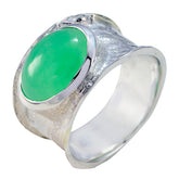 Green Onyx Solitaire German Sterling Silver Green Gemstones Edgy Oversized Band Jewelry
