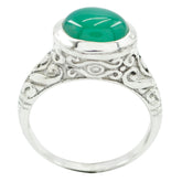 Green Onyx Solitaire Russian Sterling Silver Green Gems Minimal Art Deco Ring Jewellery