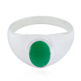 Green Onyx Solitaire Indian 925 Sterling Silver Green Gems Minimal Trendy Ring Jewelry