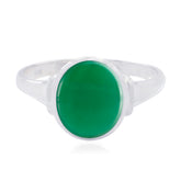 Green Onyx Solitaire Indian Sterling Silver Green Gems Slim Cultural Ring Jewellery