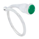 Green Onyx Solitaire French 925 Silver Green Gemstones Eye catching Romantic Ring Jewelry