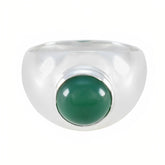 Green Onyx Solitaire Russian 92.5 Silver Green Gems Eye catching Feminine Ring Jewelry