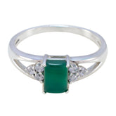 Green Onyx Halo Korean 925 Silver Green Gemstone Dainty Artisan Ring Jewelry
