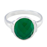 Green Onyx Solitaire Indian 925 Silver Green Gemstone Minimal Traditional Ring Jewellery