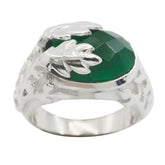 Green Onyx Solitaire Indian Sterling Silver Green Gemstone Essential Leafy Ring Jewellery
