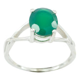 Green Onyx Solitaire Korean Silver Green Gemstone Delicate Graceful Ring Jewelry