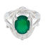 Green Onyx Solitaire Russian 925 Sterling Silver Green Gemstone Tiny Traditional Ring Jewelry