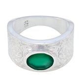 Green Onyx Solitaire Indian 92.5 Silver Green Gems Essential Art Deco Ring Jewellery