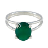 Green Onyx Solitaire Korean 92.5 Silver Green Gemstones Whisper thin Trendy Ring Jewellery