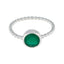 Green Onyx Solitaire American 925 Silver Green Gemstone Delicate Twist Ring Jewellery