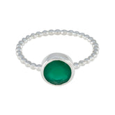 Green Onyx Solitaire American 925 Silver Green Gemstone Delicate Twist Ring Jewellery