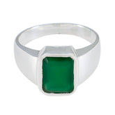 Green Onyx Solitaire Indian 925 Sterling Silver Green Gemstones Eye catching Trendy Ring Jewellery