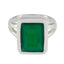 Green Onyx Solitaire Italian 925 Silver Green Gemstone Edgy Trendy Ring Jewellery