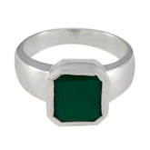 Green Onyx Solitaire French 92.5 Silver Green Gems Eye catching Trendy Ring Jewelry