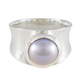 Grey Pearl Solitaire Italian Silver Gray Gems Edgy Armor Band Jewelry